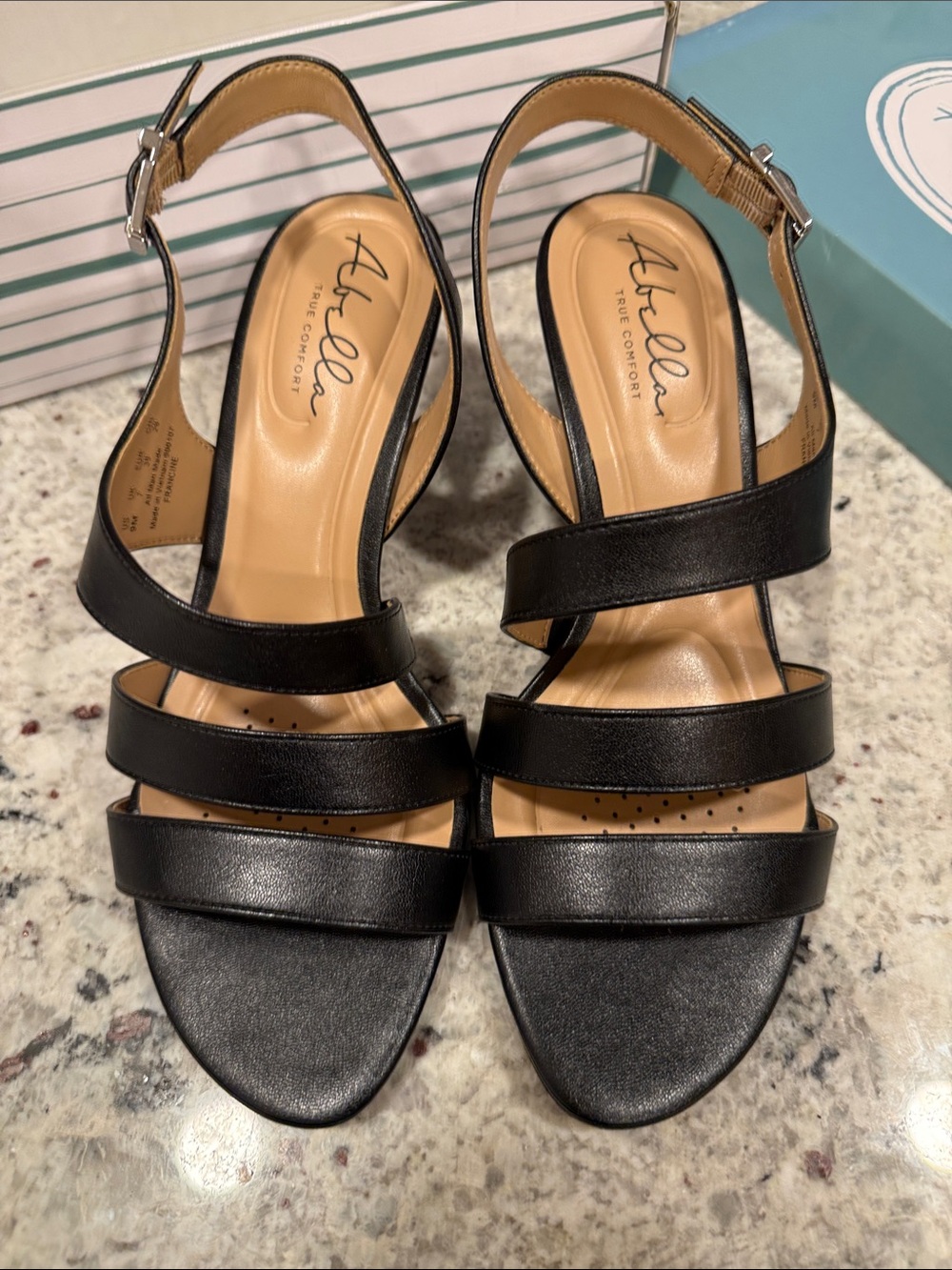 Abella Black Multi-Strap Slingback Heels